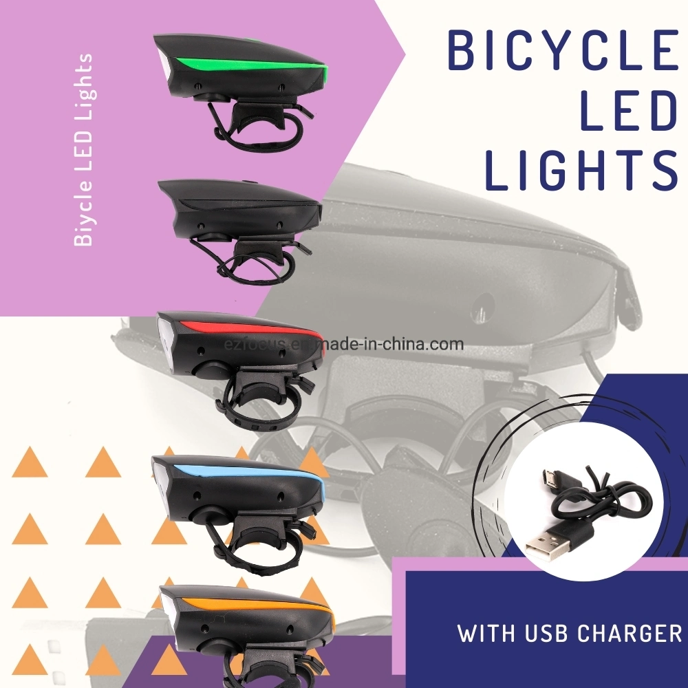 2 in 1 LED Bike Light with Electric Bell Trembler Buzzers Horn Switch Cycling Bicycle Lamp, Cycling Headlights Wyz14473